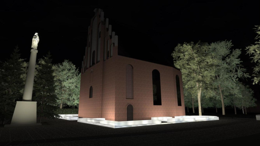 Wizualizacja oświetlenia kościoła NMP na Ostrowie Tumskim w Poznaniu (źródło: poznan.pl)
